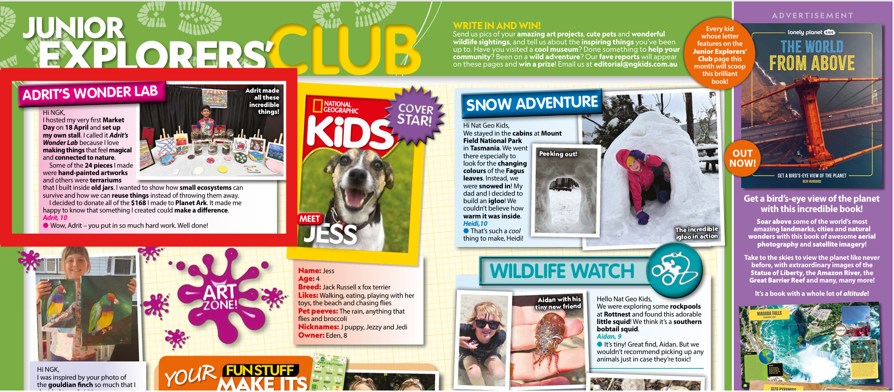 Adrit's Wonder Lab featured in National Geographic Kids magazine